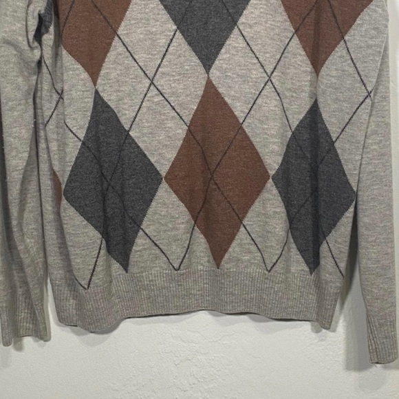 Impermeable Platinum Merino Cashmere Argyle V-Neck Sweater Pullover - Picture 10 of 13